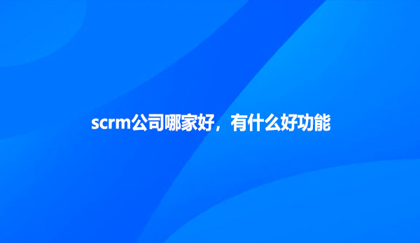 scrm公司哪家好，有什么好功能