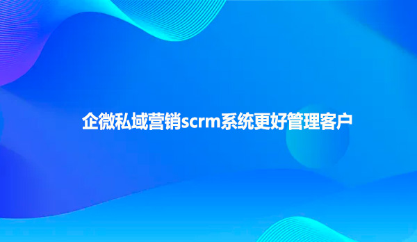 企微私域营销scrm系统更好管理客户