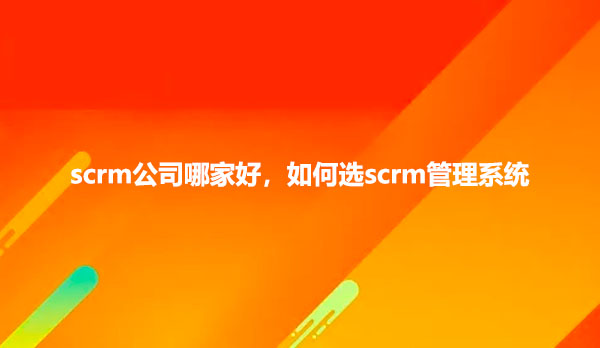 scrm公司哪家好，如何选scrm管理系统