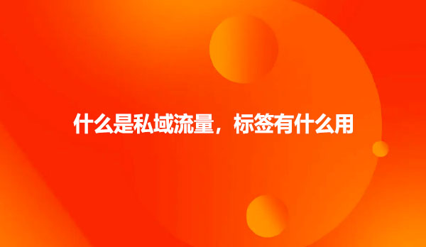 什么是私域流量，标签有什么用