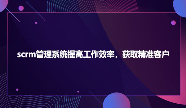 scrm管理系统提高工作效率，获取精准客户