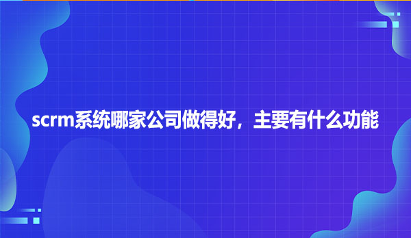 scrm系统哪家公司做得好，主要有什么功能