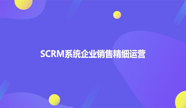 SCRM系统企业销售精细运营