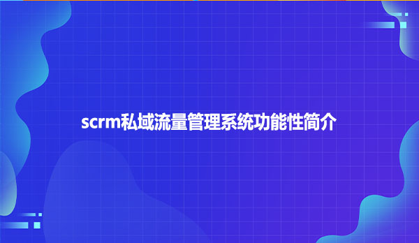 scrm私域流量管理系统功能性简介