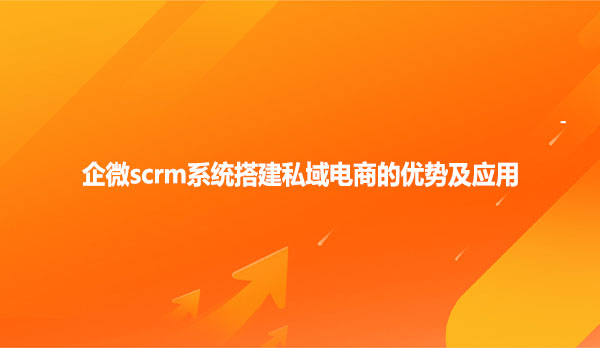 企微scrm系统搭建私域电商的优势及应用