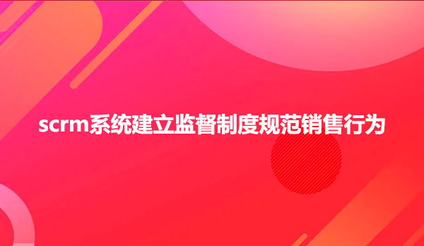 scrm系统建立监督制度规范销售行为
