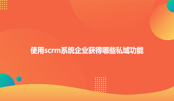 使用scrm系统企业获得哪些私域功能