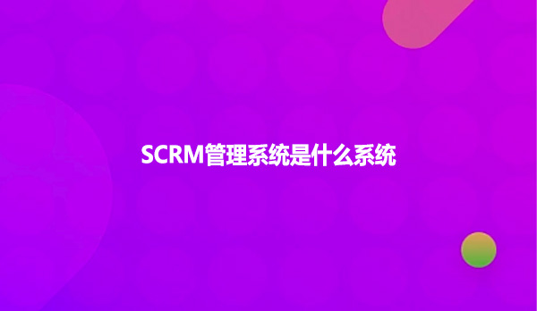 SCRM管理系统是什么系统