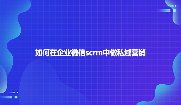 如何在企业微信scrm中做私域营销