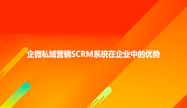 企微私域营销SCRM系统在企业中的优势