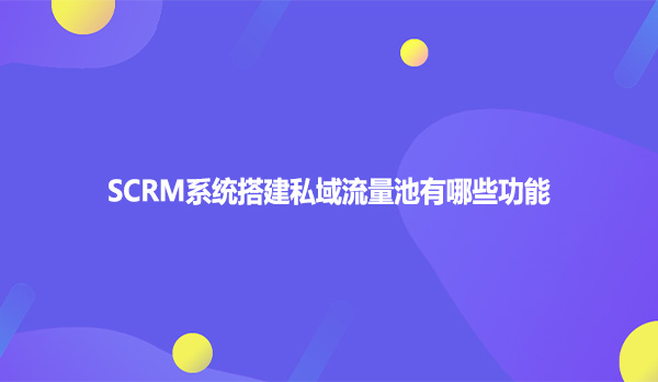 SCRM系统搭建私域流量池有哪些功能