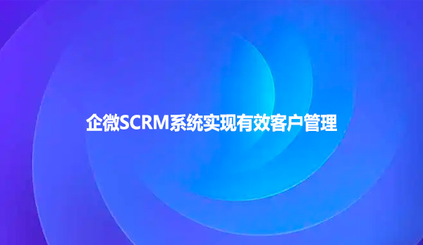 企微SCRM系统实现有效客户管理