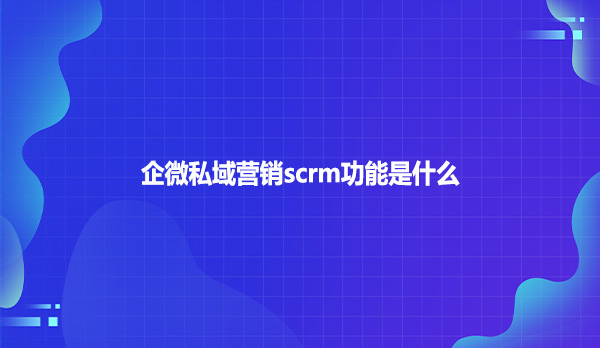 企微私域营销scrm功能是什么