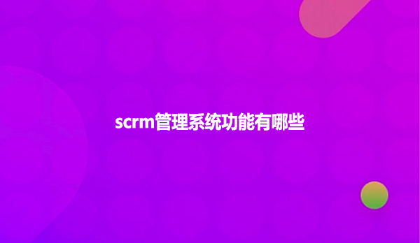 scrm管理系统功能有哪些