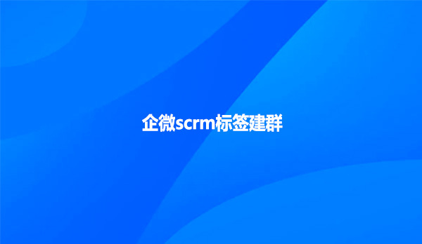 企微scrm标签建群