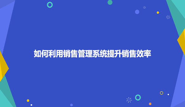 如何利用销售管理系统提升销售效率