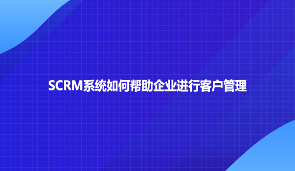 SCRM系统如何帮助企业进行客户管理