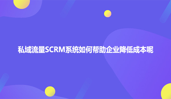 私域流量SCRM系统如何帮助企业降低成本呢