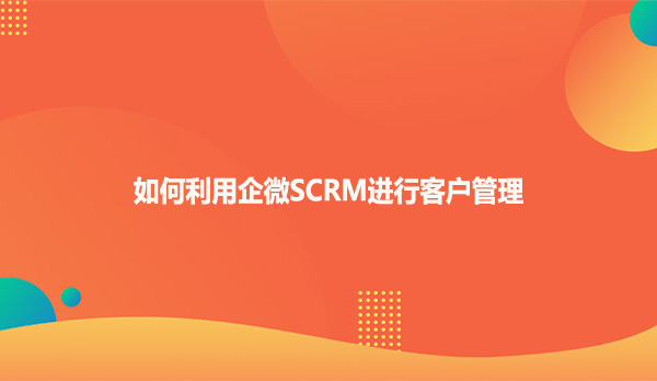 如何利用企微SCRM进行客户管理