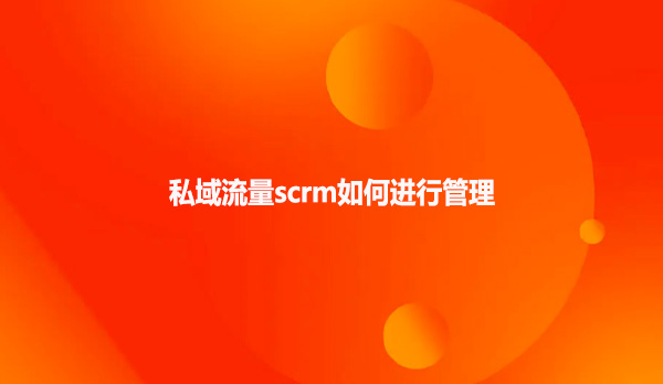 私域流量scrm如何进行管理
