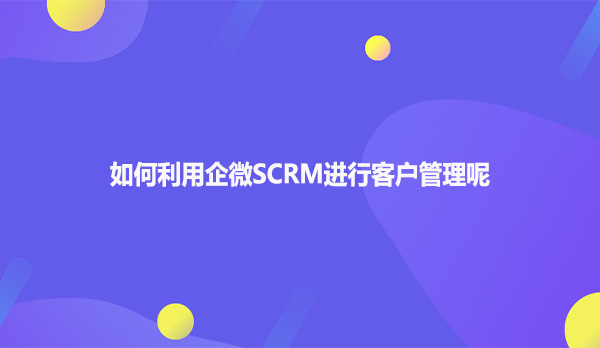 如何利用企微SCRM进行客户管理呢