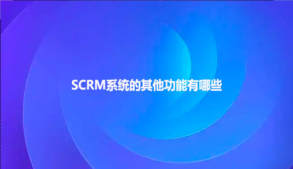 SCRM系统的其他功能有哪些