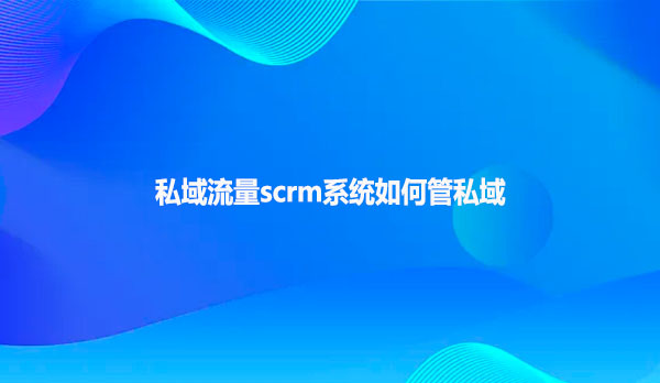 私域流量scrm系统如何管私域