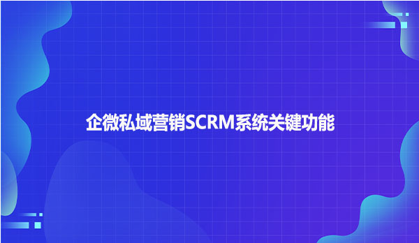 企微私域营销SCRM系统关键功能